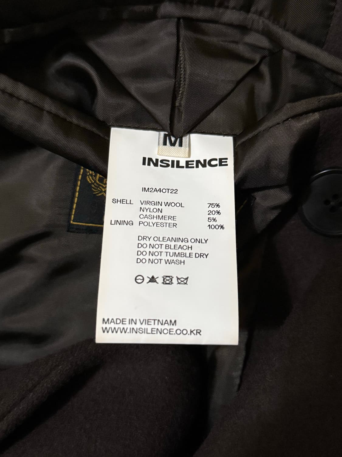 인사일런스 이태리 울캐시미어 싱글 코트 M 상품이미지6