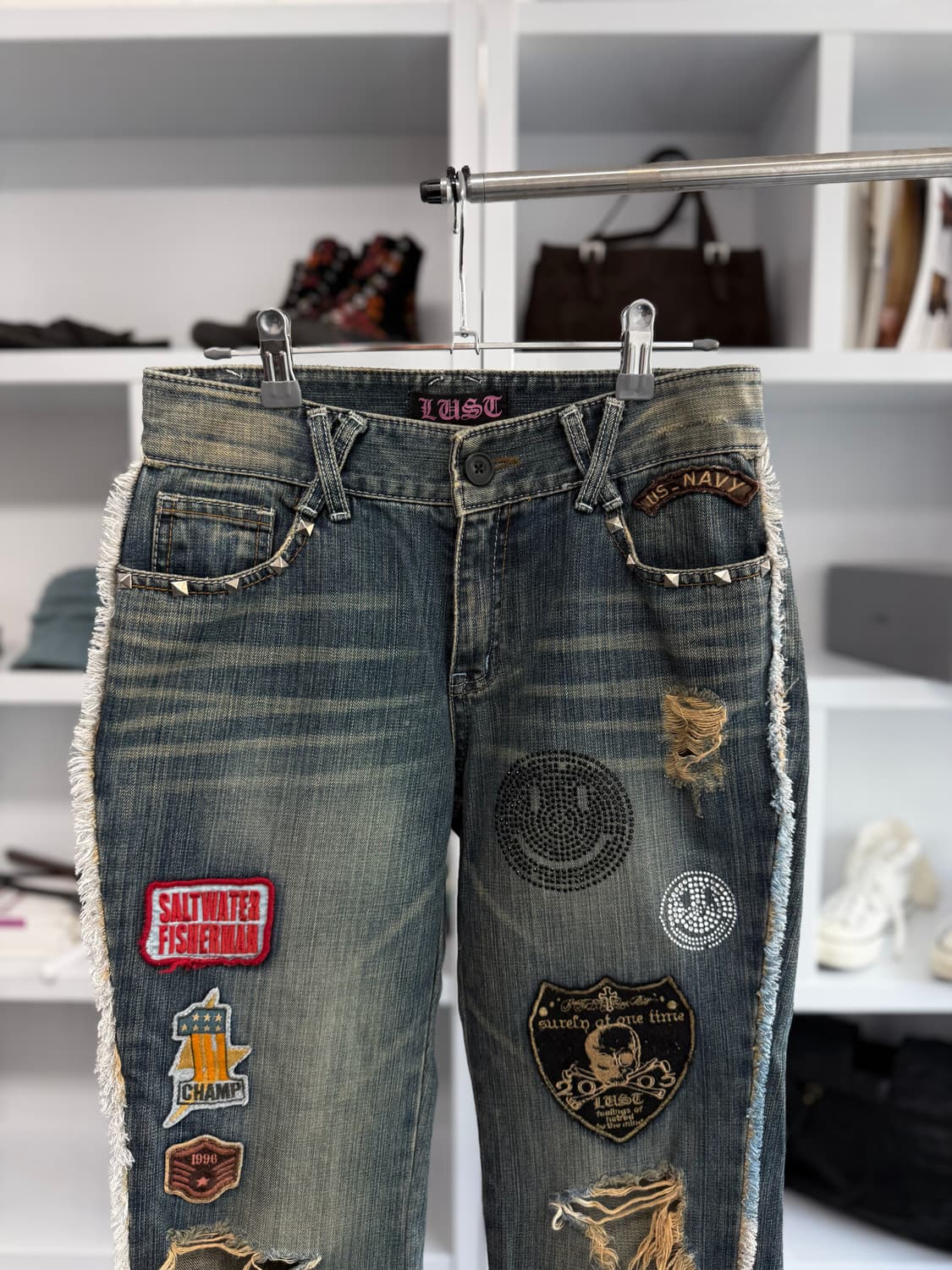 lust 펑크 패치 데님 팬츠 상품이미지2