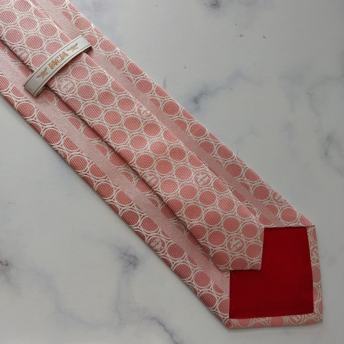 엠씨엠 실크 연핑크 패턴 넥타이 9.1cm A+등급 K2067 상품이미지8
