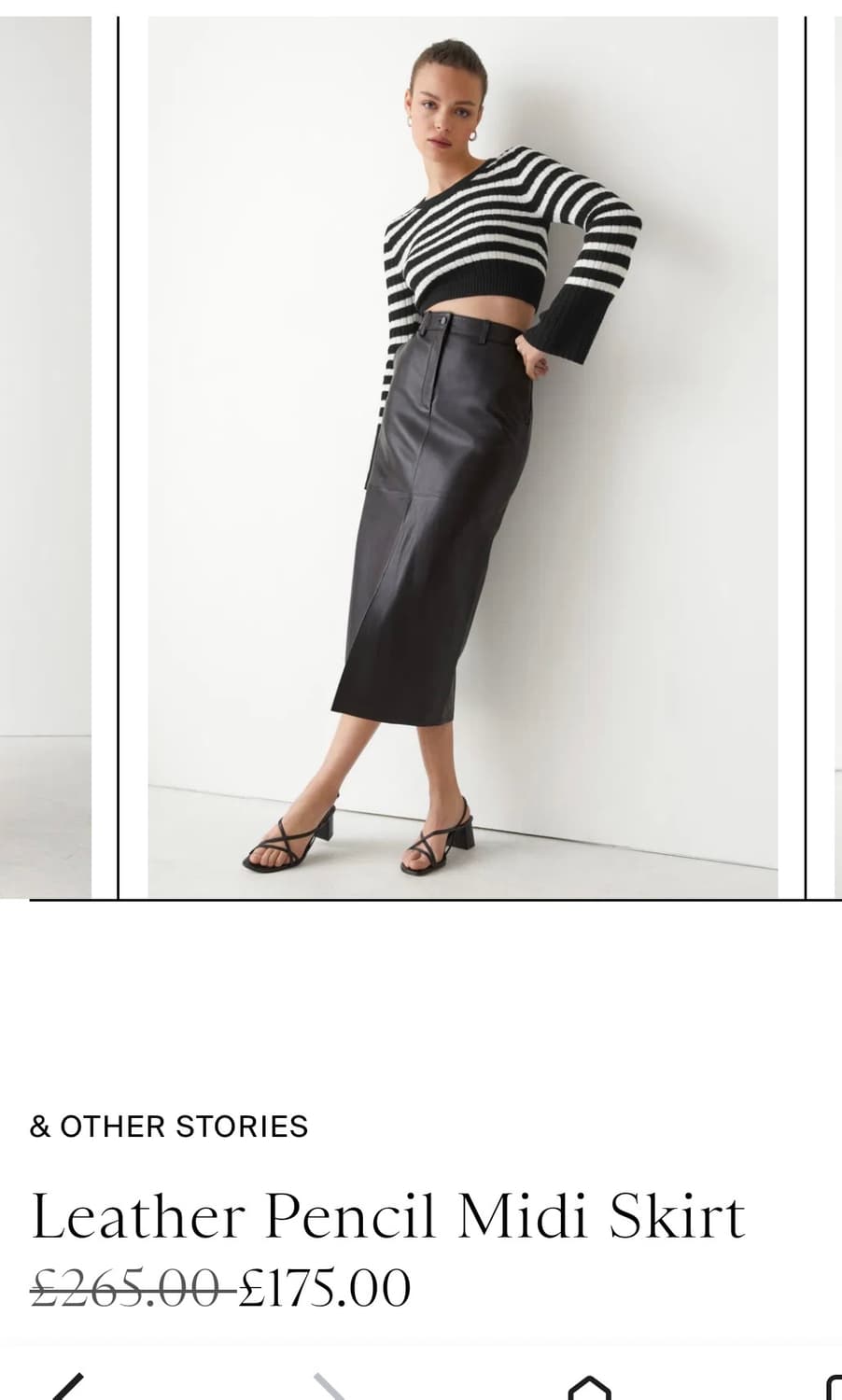 [새상품] & Other Stories 천연가죽 펜슬스커트 44/55 상품이미지1