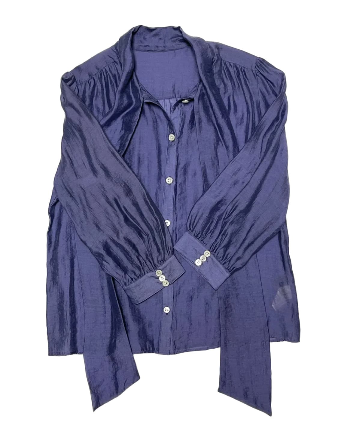 Blue scarf tie blouse 상품이미지2