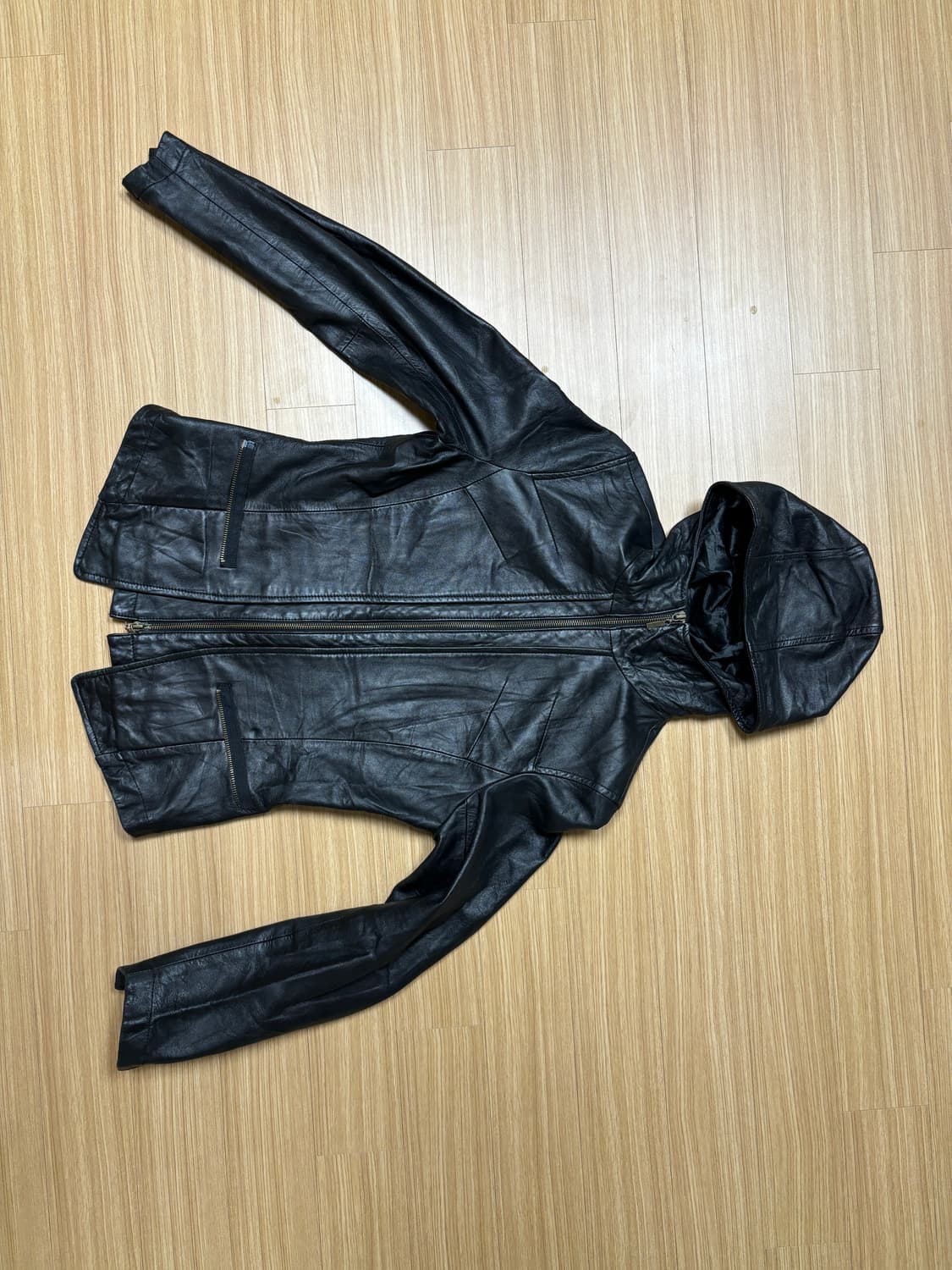 락시크 슬림핏 후드 레더자켓 상품이미지4