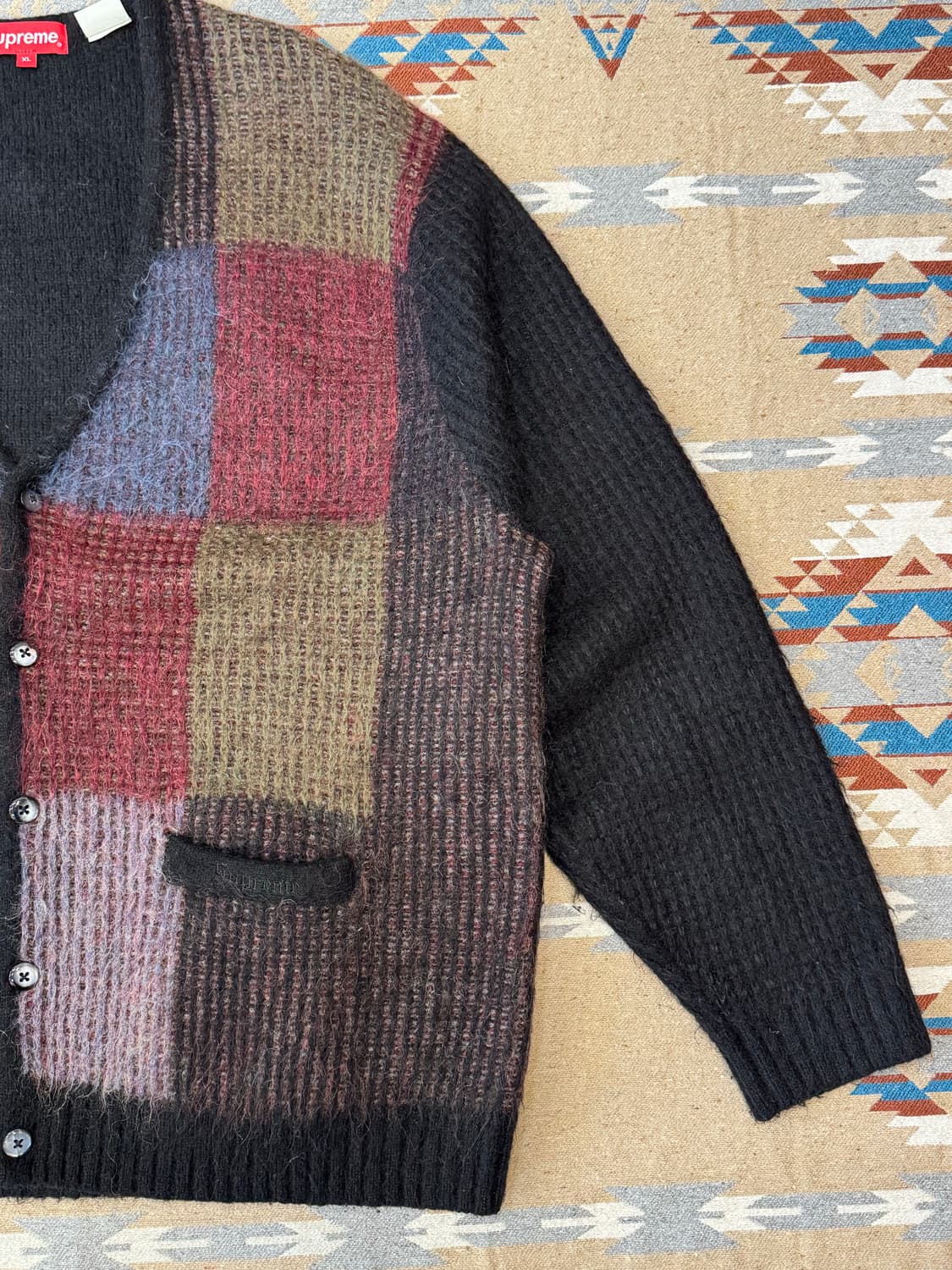 [XL] 슈프림 브러쉬드 그리드 가디건 블랙 상품이미지4