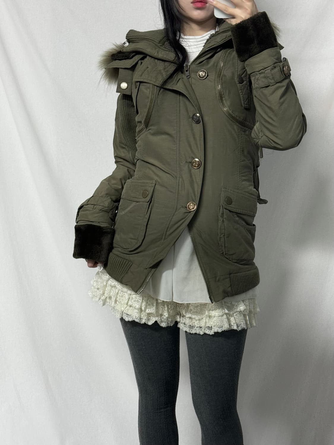 와이투케이 벨티드 멀티 웨이 퍼 디테일 파카 상품이미지9