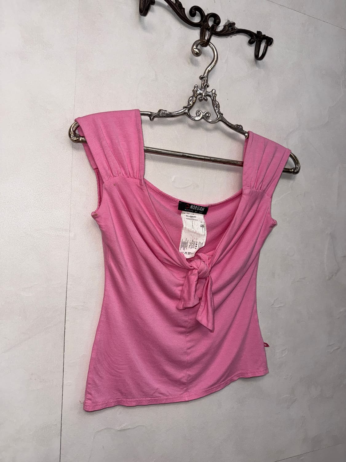 Morgan baby pink ribbon shirring 슬리브리스 상품이미지2