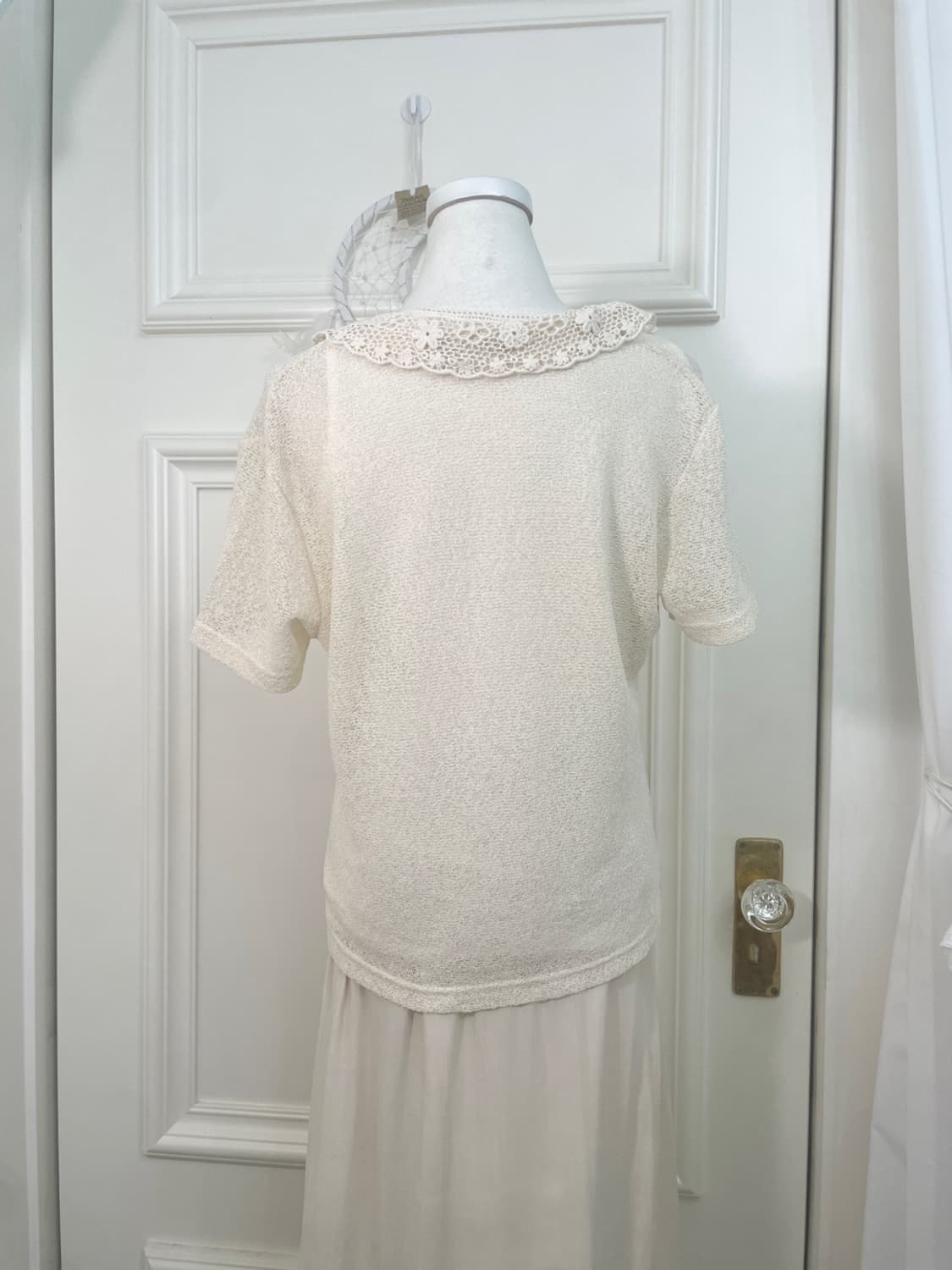 ivory half cardigan&EARTH lace trim slee 상품이미지5