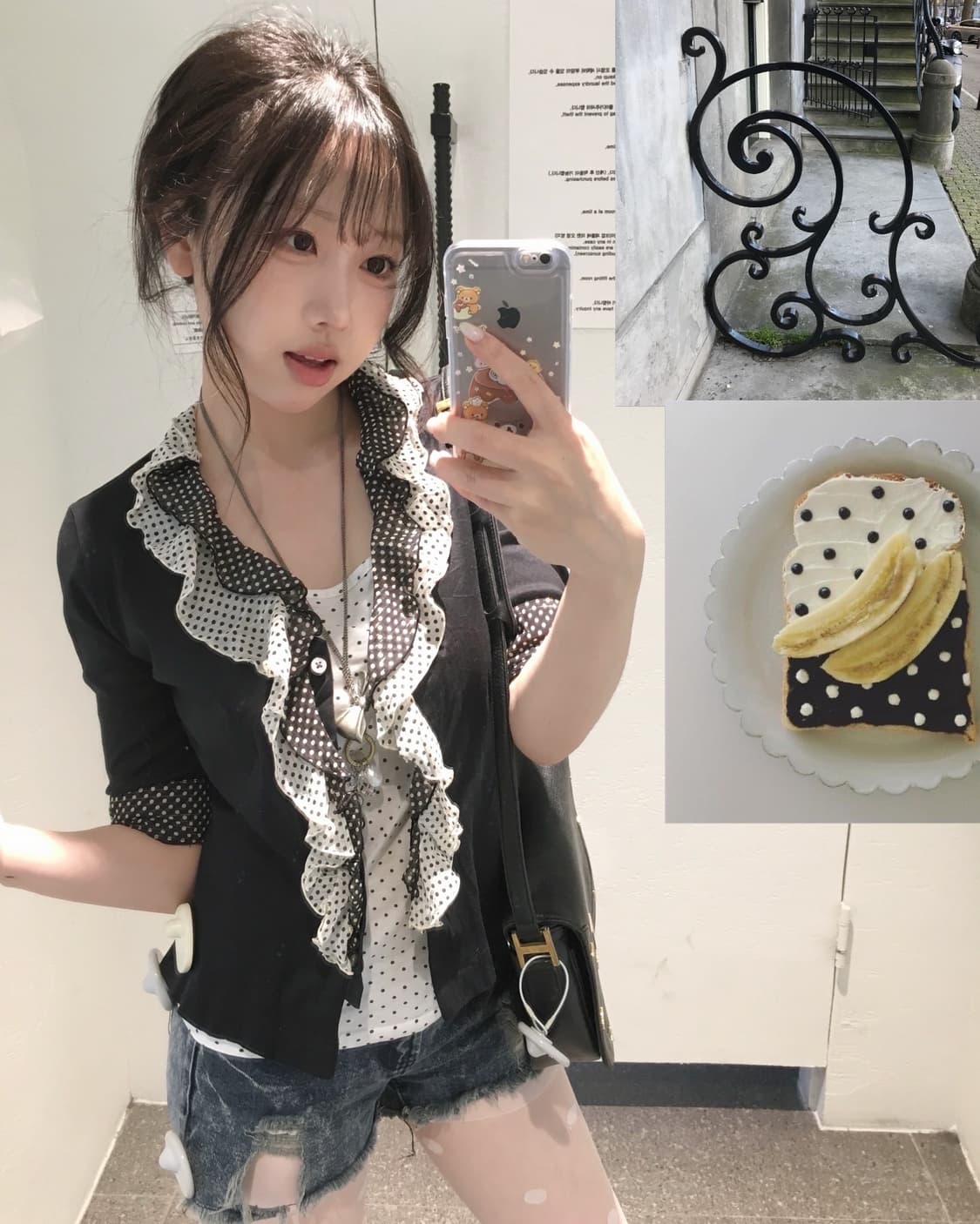 빈티지 y2k 도트 데님 코디세트 상품이미지1