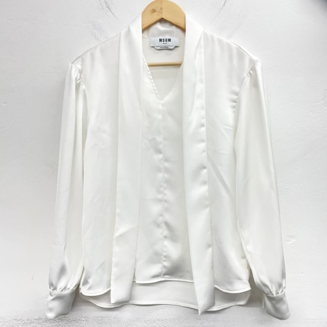 MSGM 실크 타이 화이트 블라우스 상품이미지1