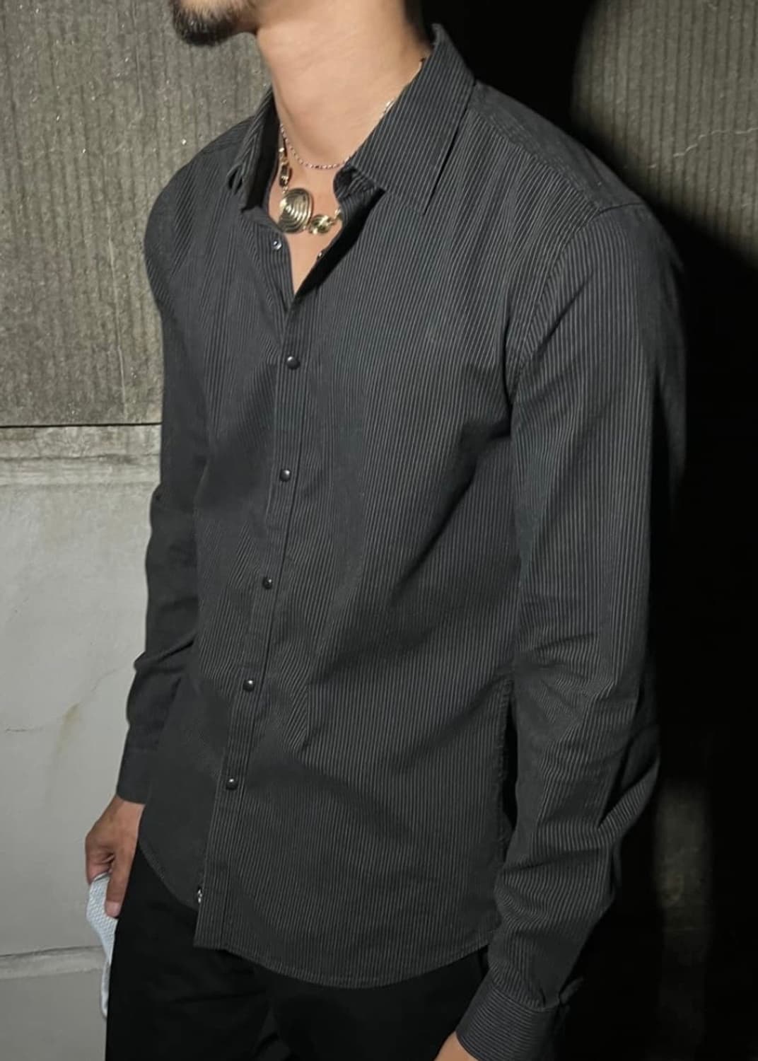 아르마니 익스체인지 핀 스트라이프 락시크 고스 펑크 XL 105 셔츠 상품이미지2