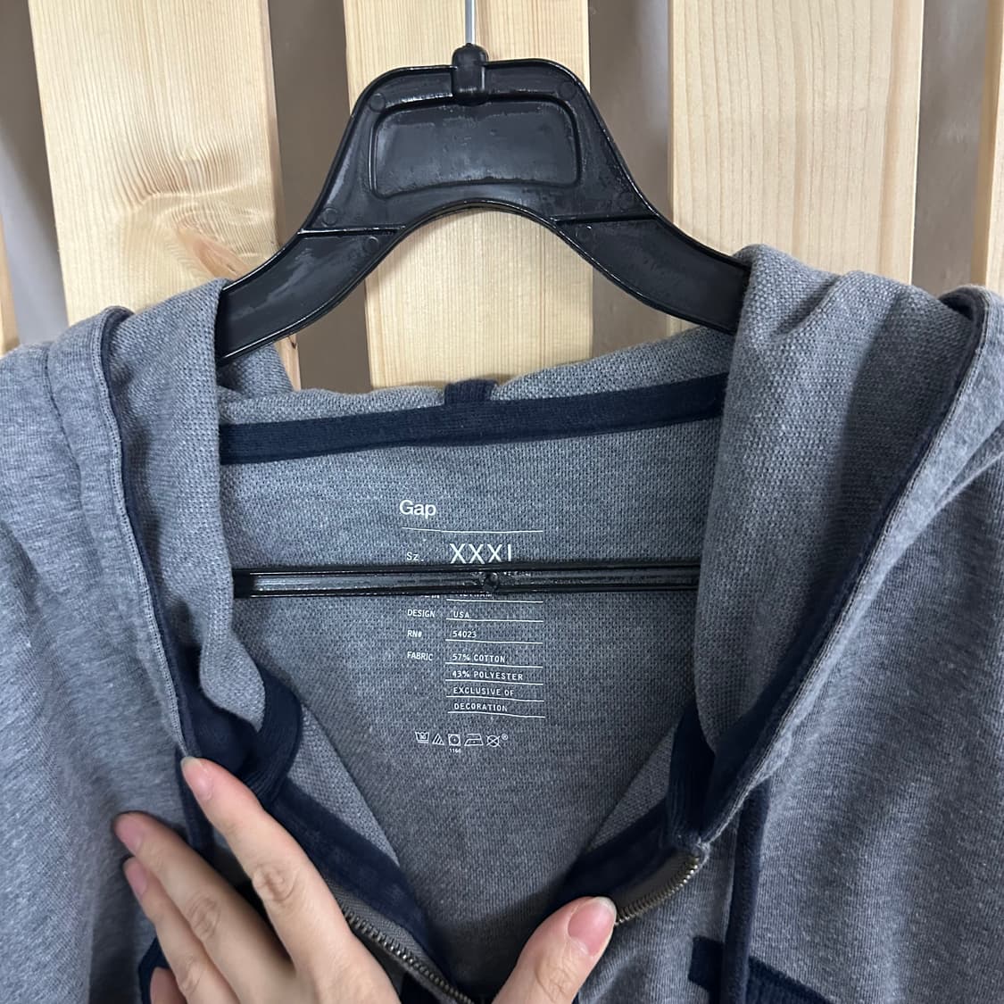 (2XL) GAP 갭 차콜 반집업 후드티 상품이미지5