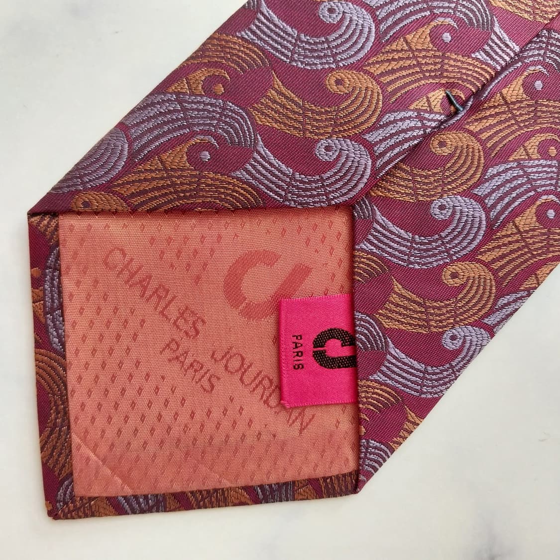샤를주르당 실크 와인 패턴 넥타이 9.5cm A~B등급 K2372
 상품이미지7