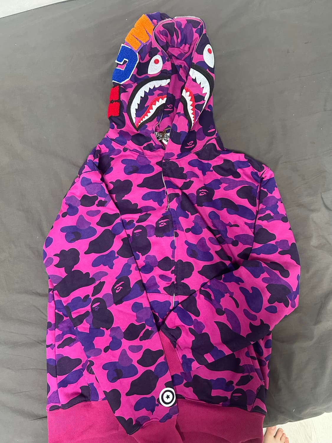 베이프 샤크 후드집업 핑크퍼플 라지 상품이미지1