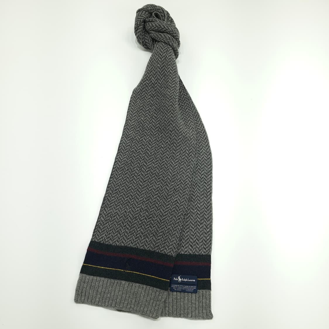 MX151 폴로 랄프로렌 그레이 헤링본 메리노울 니트 목도리 머플러 상품이미지2