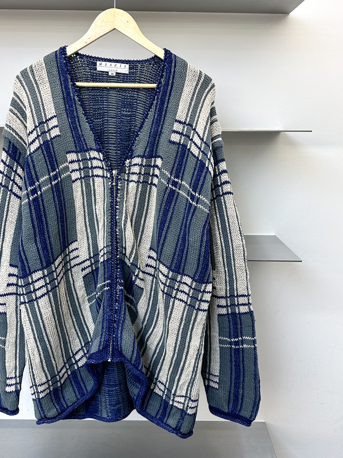 Assets London 플레이드 체크 리넨 집업 가디건 상품이미지2