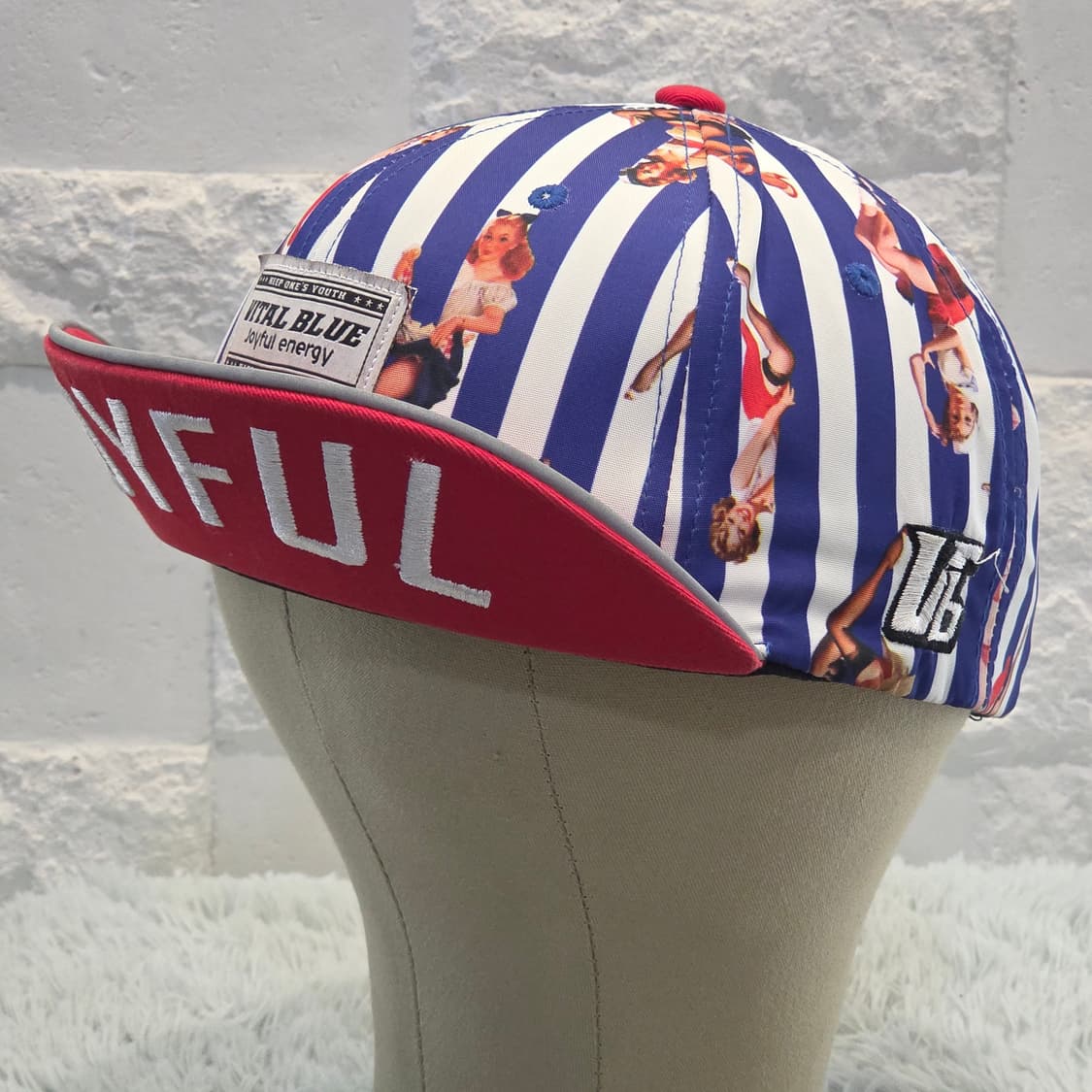 L6-2:바이탈블루 조이풀 스트라이프 그래픽 스냅백(56-59) 상품이미지3