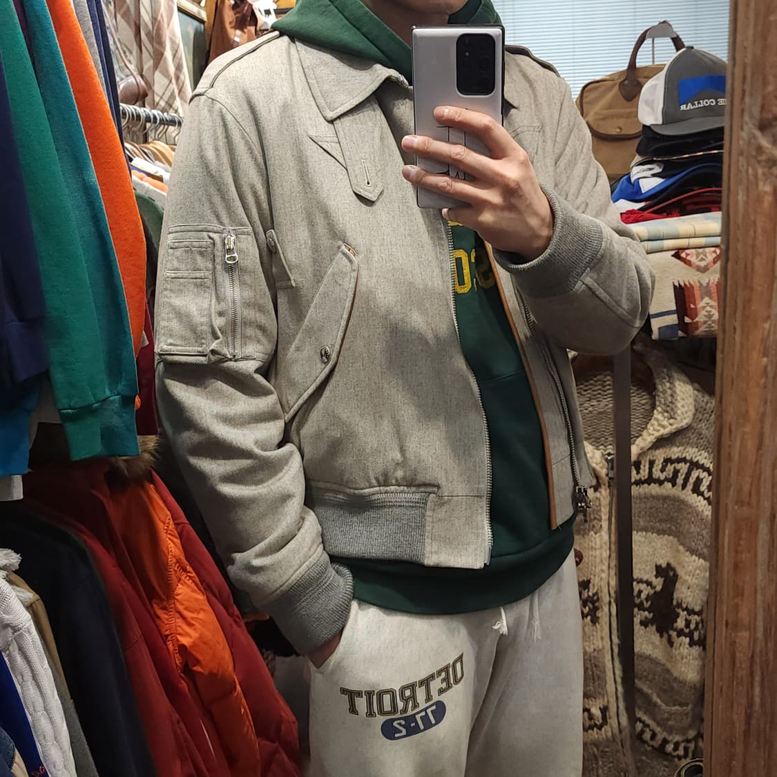 폴로 이태리 바이커 봄버 자켓 밀리터리 블루종 라이트 그레이 xl 상품이미지10