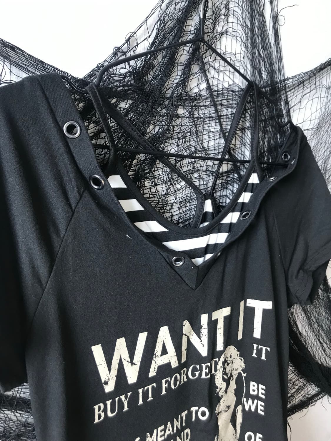 00s punk layered printing halfsleeve 상품이미지4