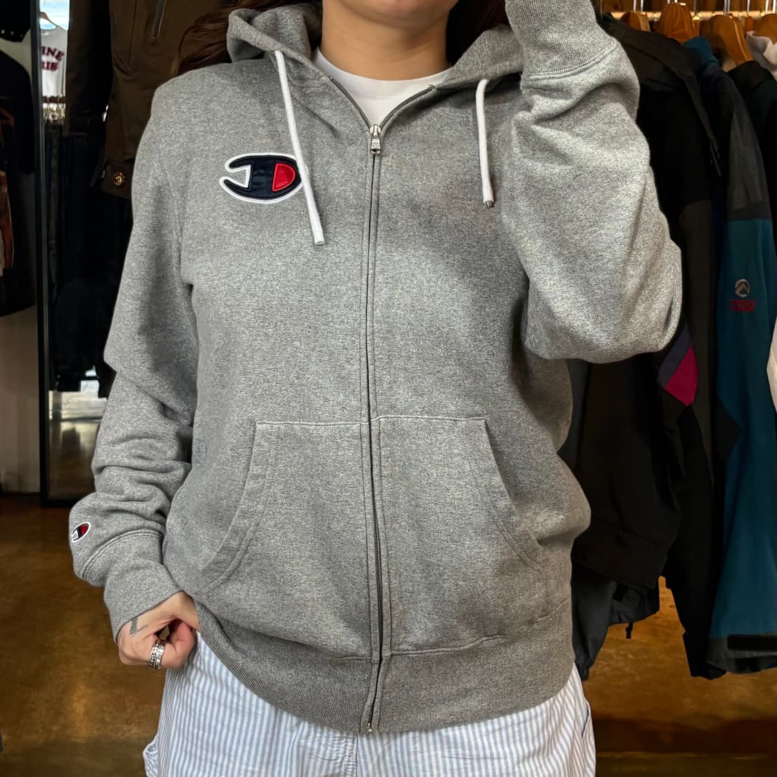 챔피온 그레이 후드집업 상품이미지1