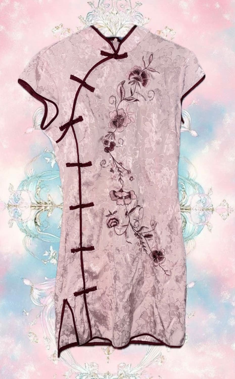 빈티지 중티 플라워 자수 차이나 동양풍 오리엔탈 치파오 상품이미지1