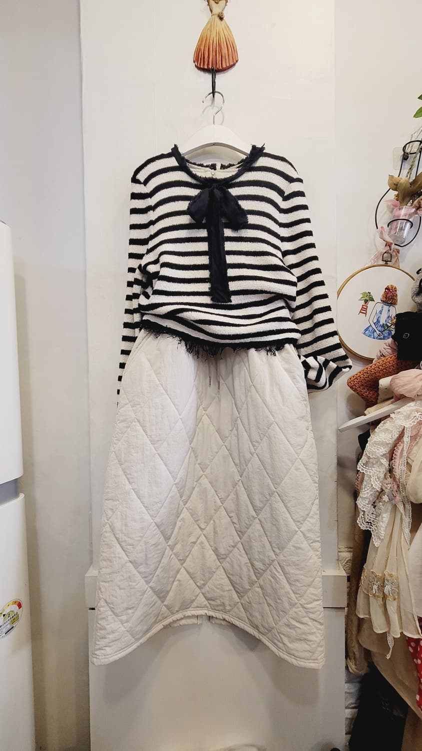 자라 스트라이프 니트 . 퀼팅 누빔 원피스 상품이미지1