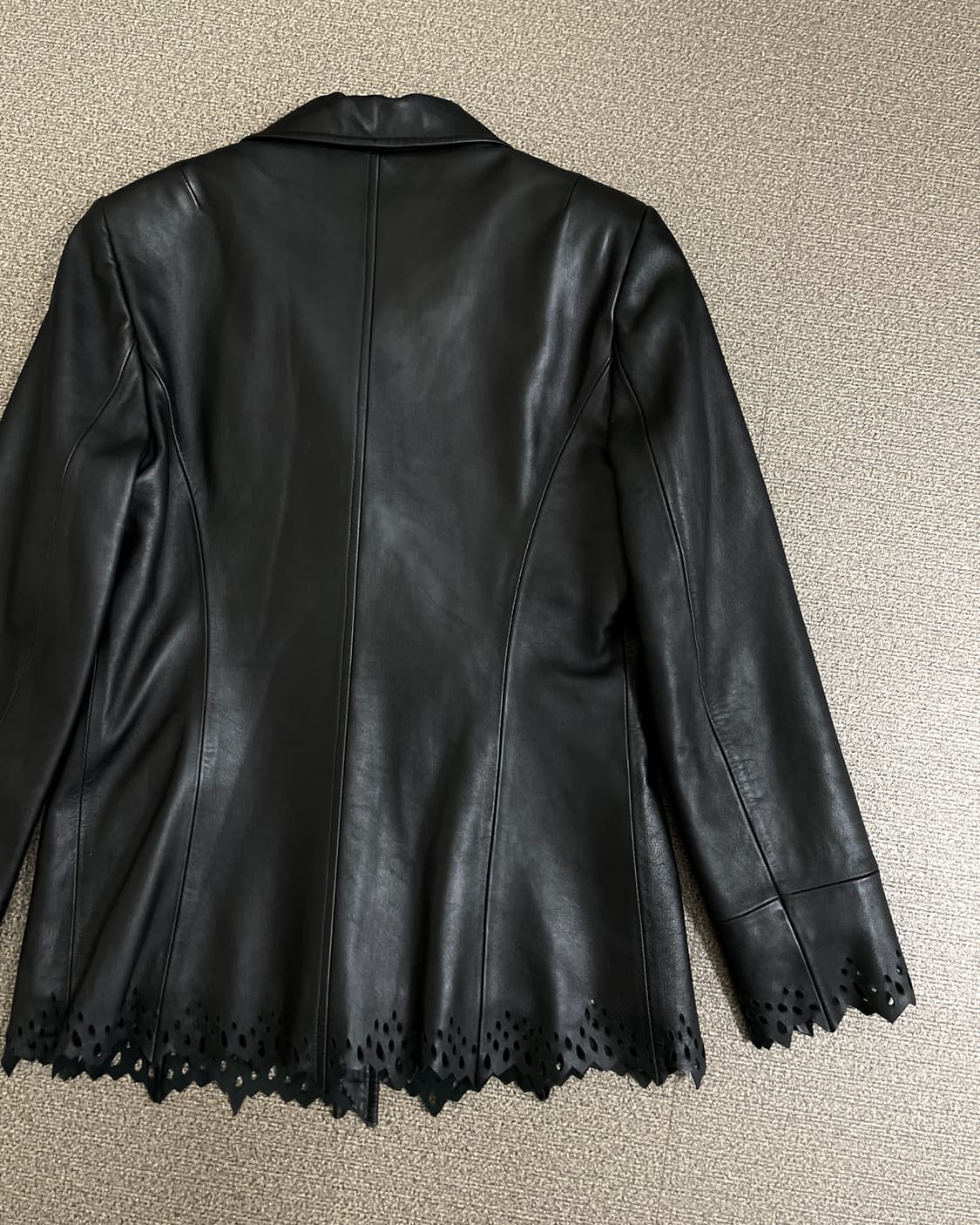 펀칭 디테일 빈티지 가죽 자켓 상품이미지8