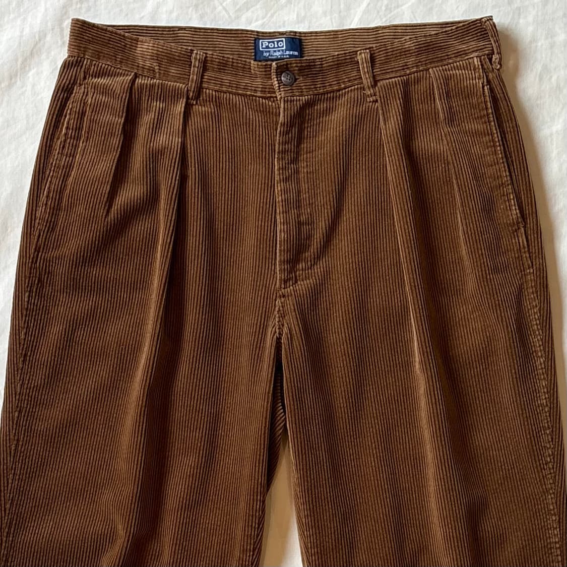 [35] 80s USA 폴로 랄프로렌 브라운 코듀로이 투턱 팬츠 상품이미지2