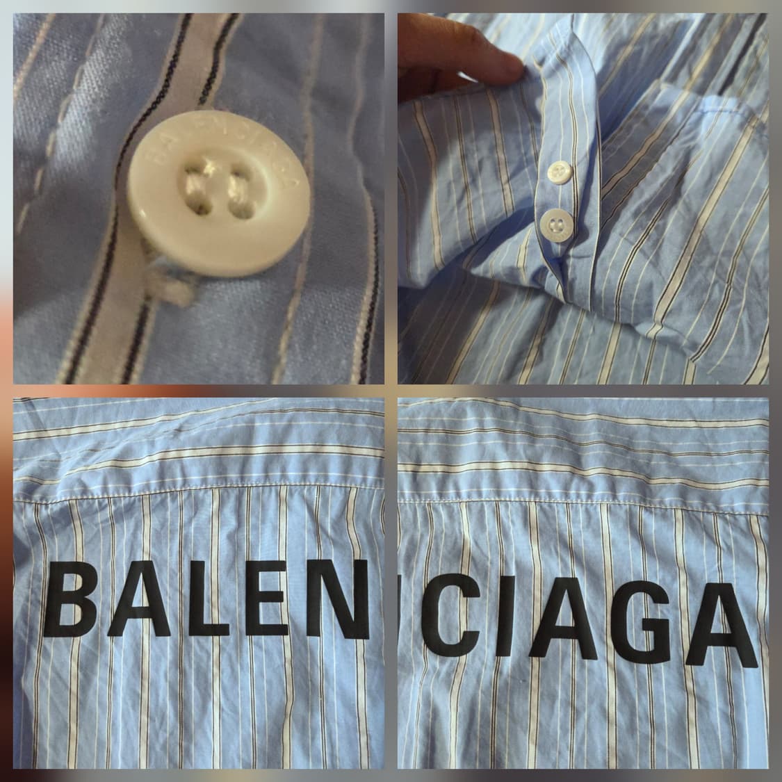 발렌시아가 스트라이프 백로고 오버 셔츠 S 상품이미지6