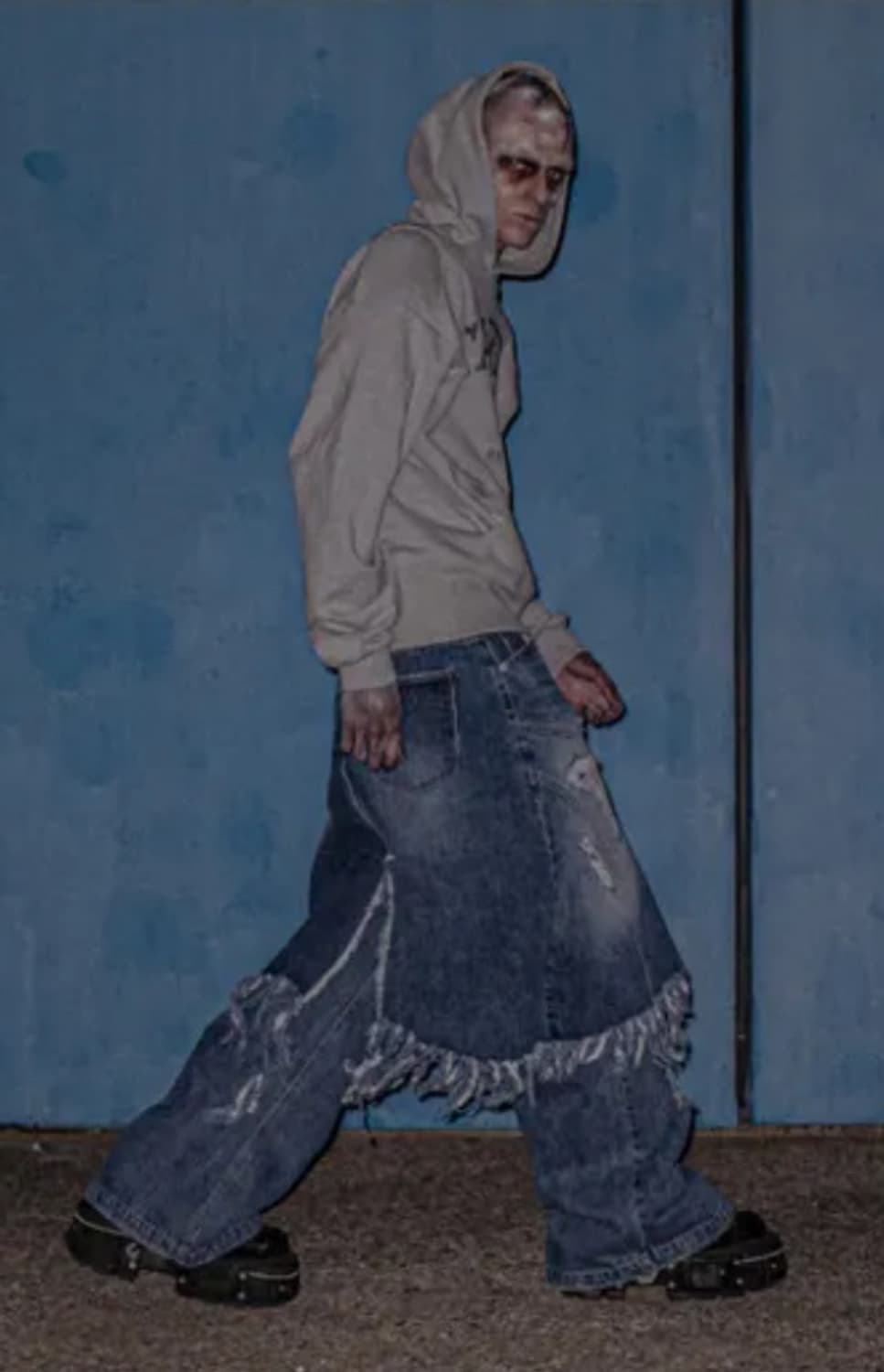 선데이오프클럽 레이어드 스커트 플레어 데님 진 상품이미지1