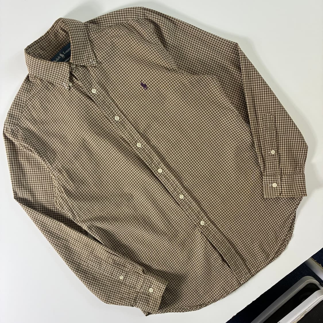 Polo  폴로 랄프로렌 자수 코튼 브라운 체크 셔츠  상품이미지2