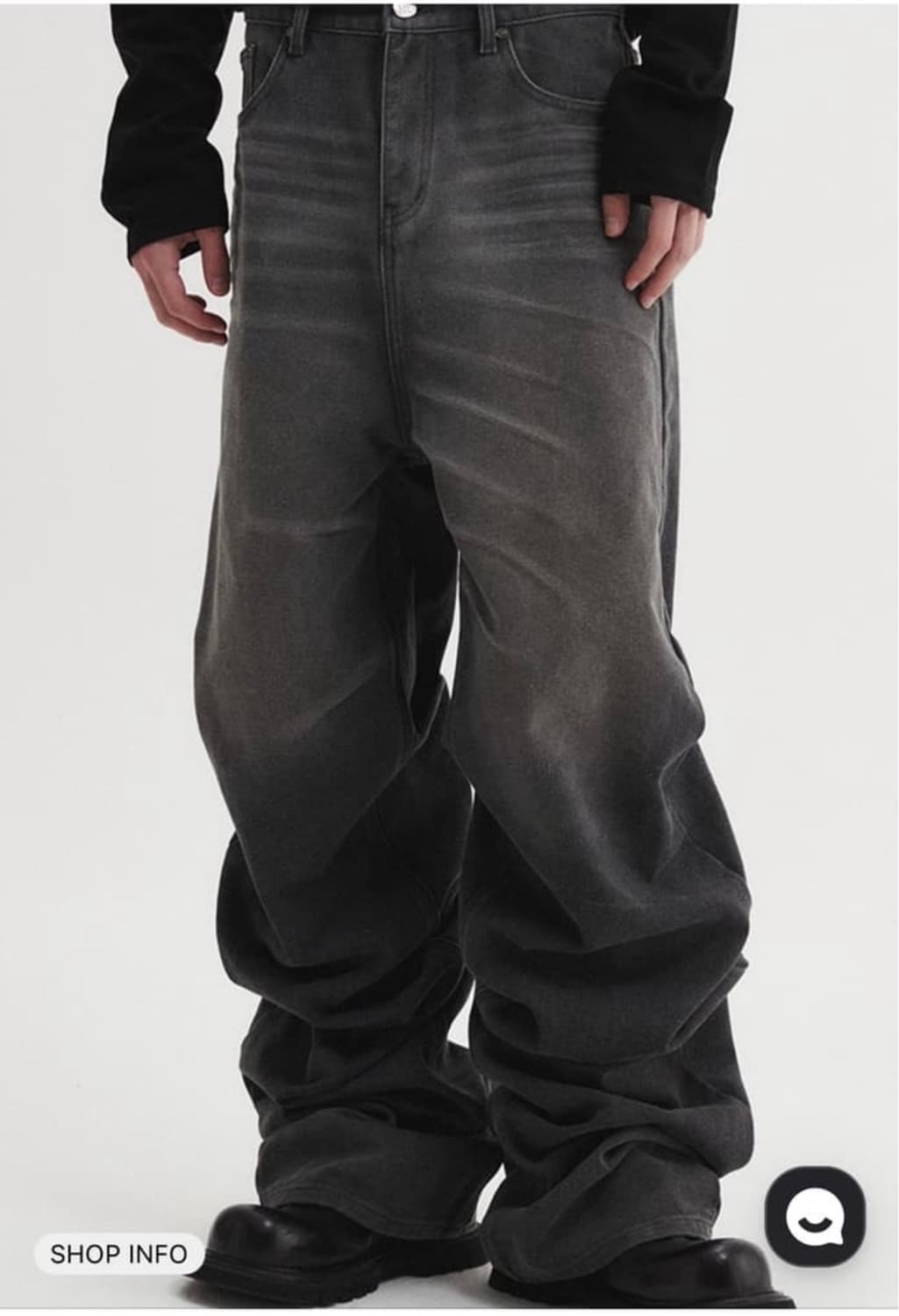 (Xl)dnsr 오버랩 데님 팬츠 블랙 상품이미지1