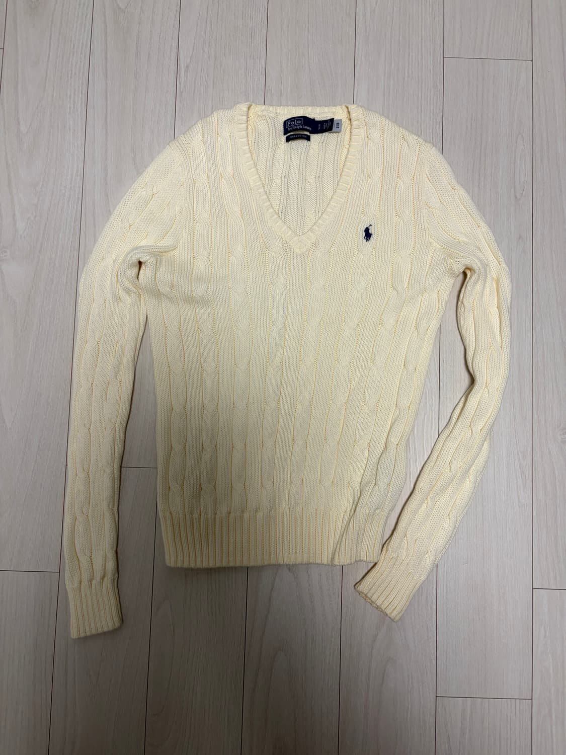 폴로 포니로고 자수 피마코튼 브이넥 니트 상품이미지4