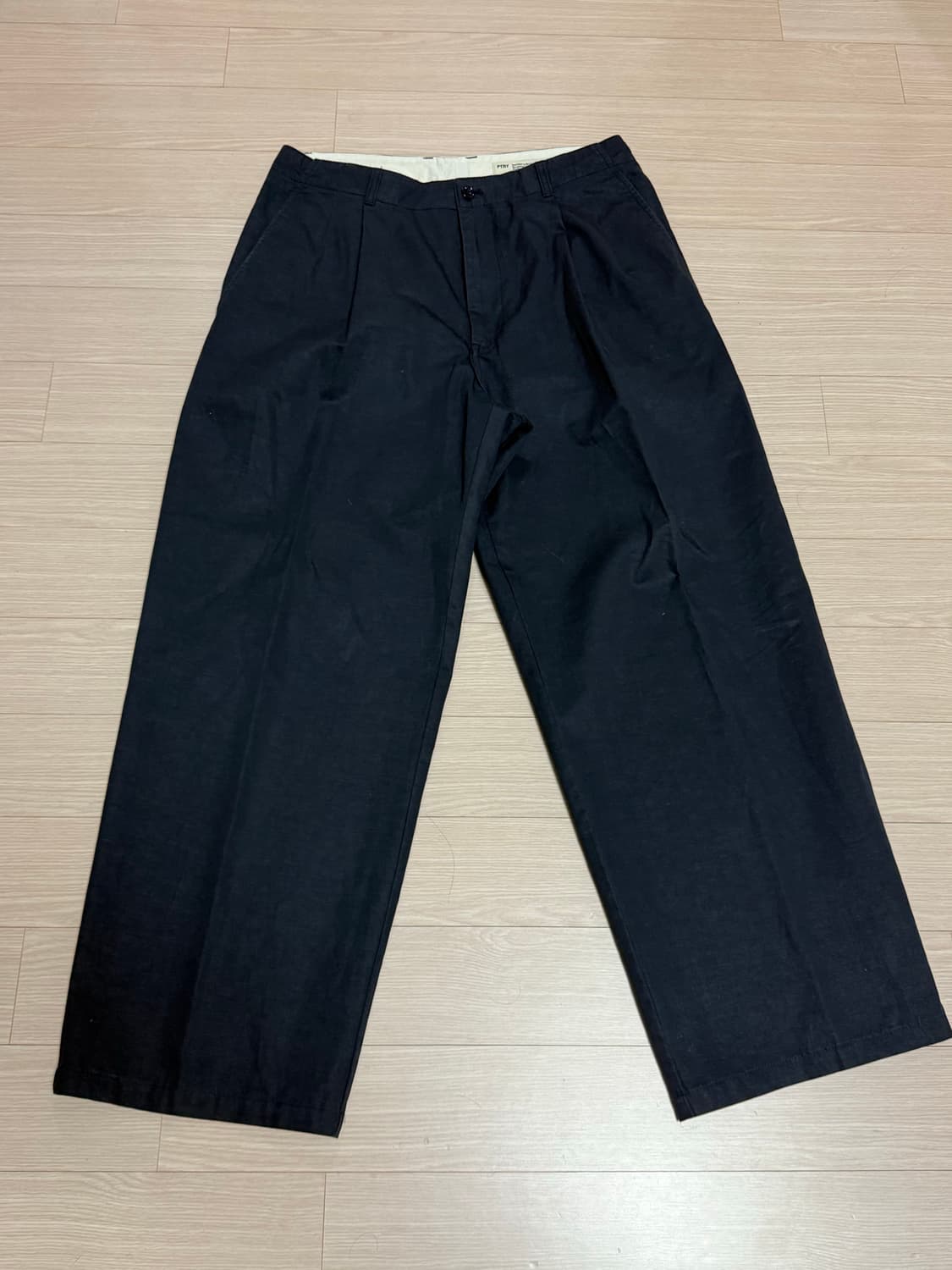 포터리 코튼 리넨 와이드 팬츠 네이비 3 상품이미지1