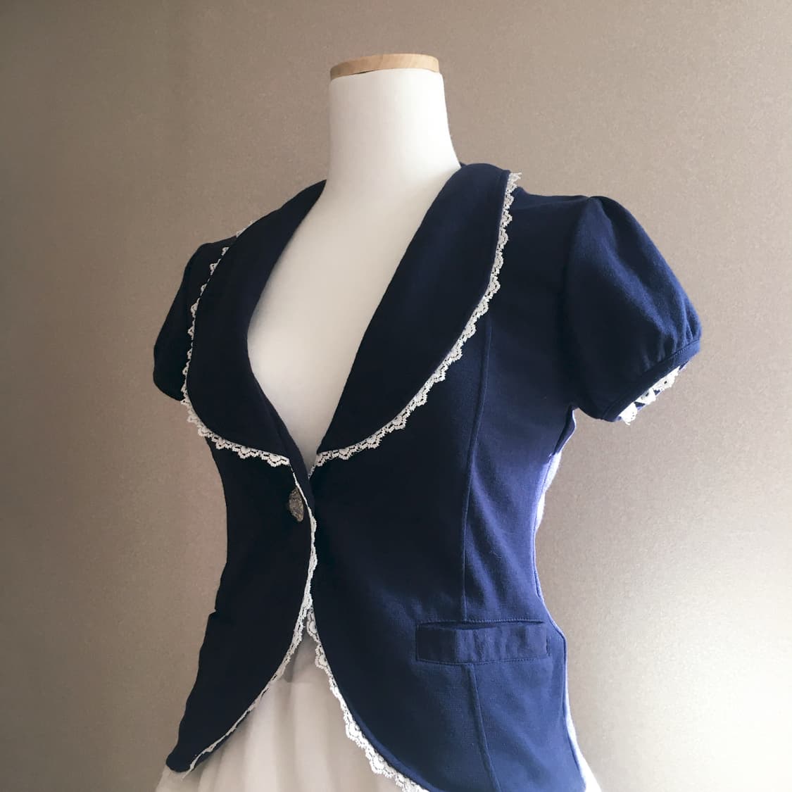 네이비 레이스 반팔자켓 상품이미지1