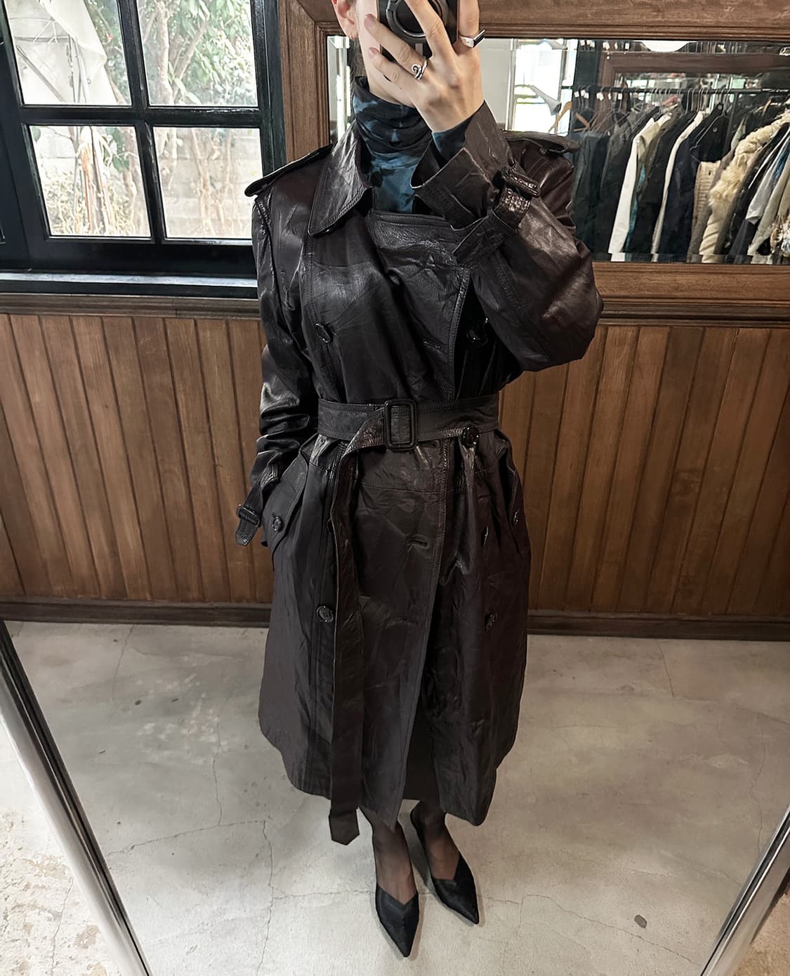JPV brown leather trench coat 상품이미지1
