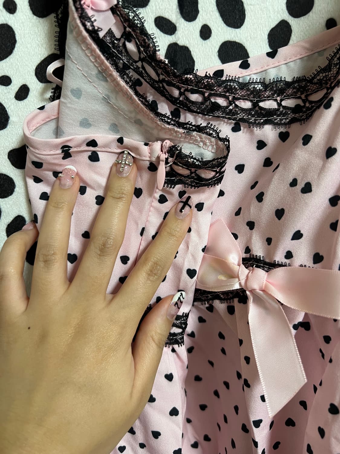 갸루 도트 캐미솔 슬리브리스 페미닌 탑 상품이미지2