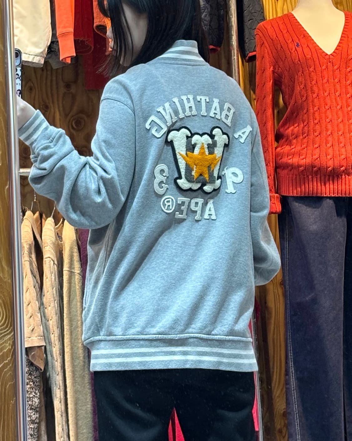 L A BATHING APE 베이프 93 패치 코튼 그레이 바시티  상품이미지2