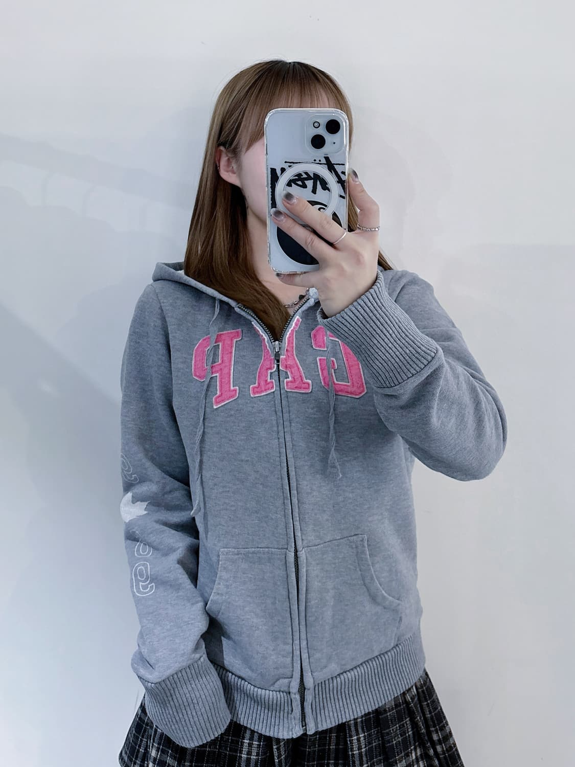 갭 그레이 빅로고 후드집업 상품이미지2