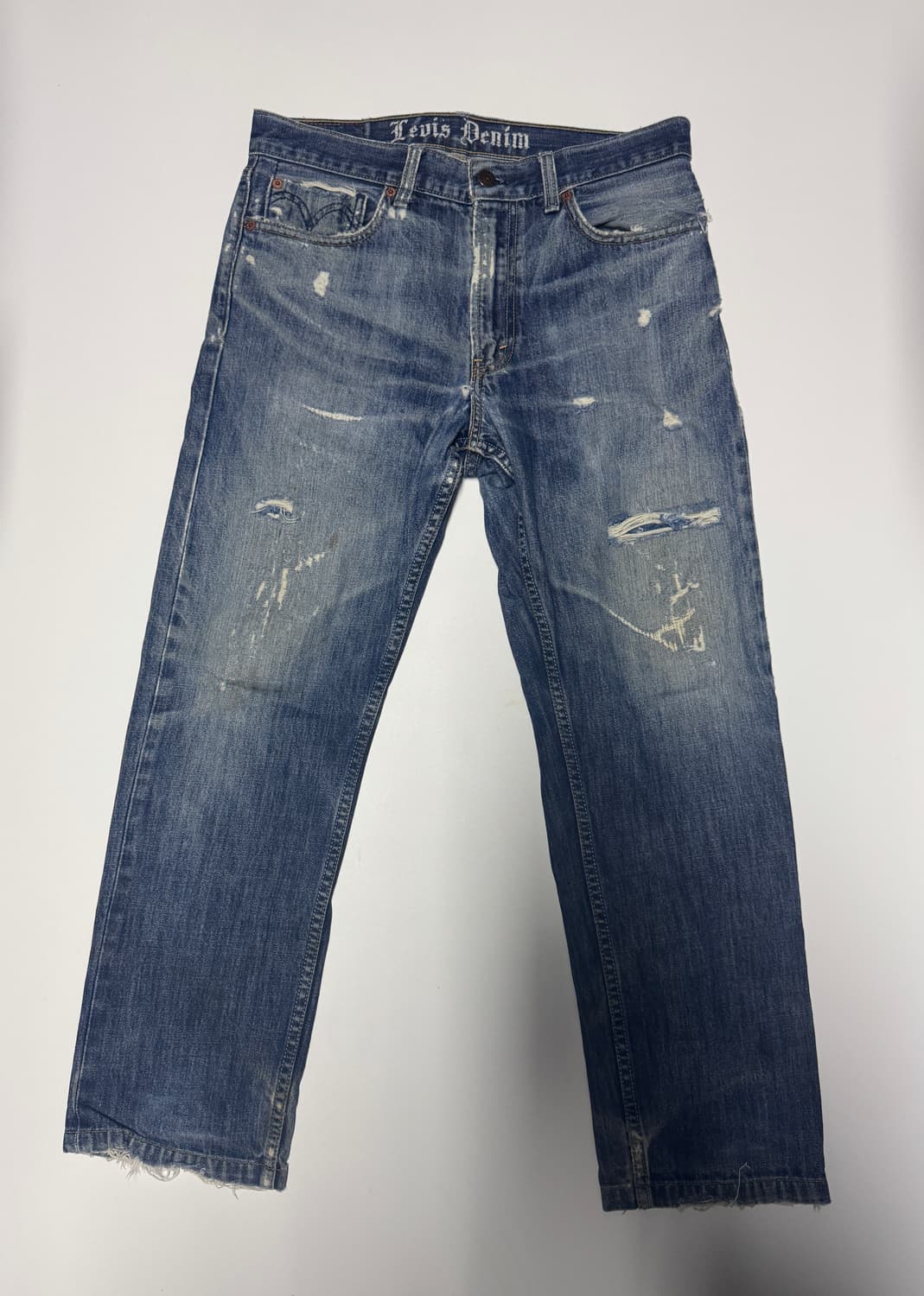 리바이스 505 빈티지 스크래치 워싱 데님팬츠 33.8인치 상품이미지1