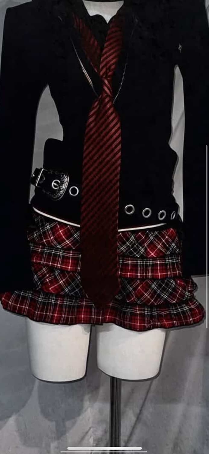 레드 체크 셔링 리본 스커트 빈티지 / 캐캐체 상품이미지2