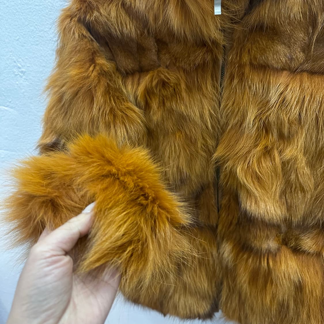 브라운/오렌지 컬러믹스 사가폭스 퍼자켓 집업M 상품이미지5