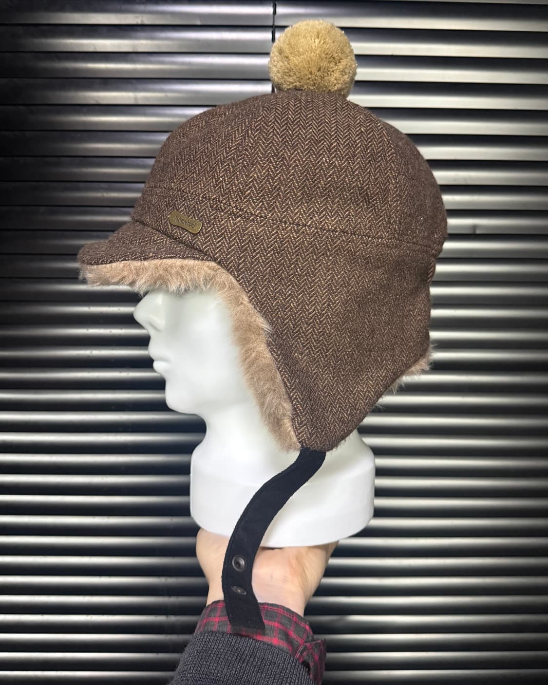 모비토 방울 모자 트루퍼햇 울 헤링본 털 등산 방한 골프 귀달이 스키 상품이미지4