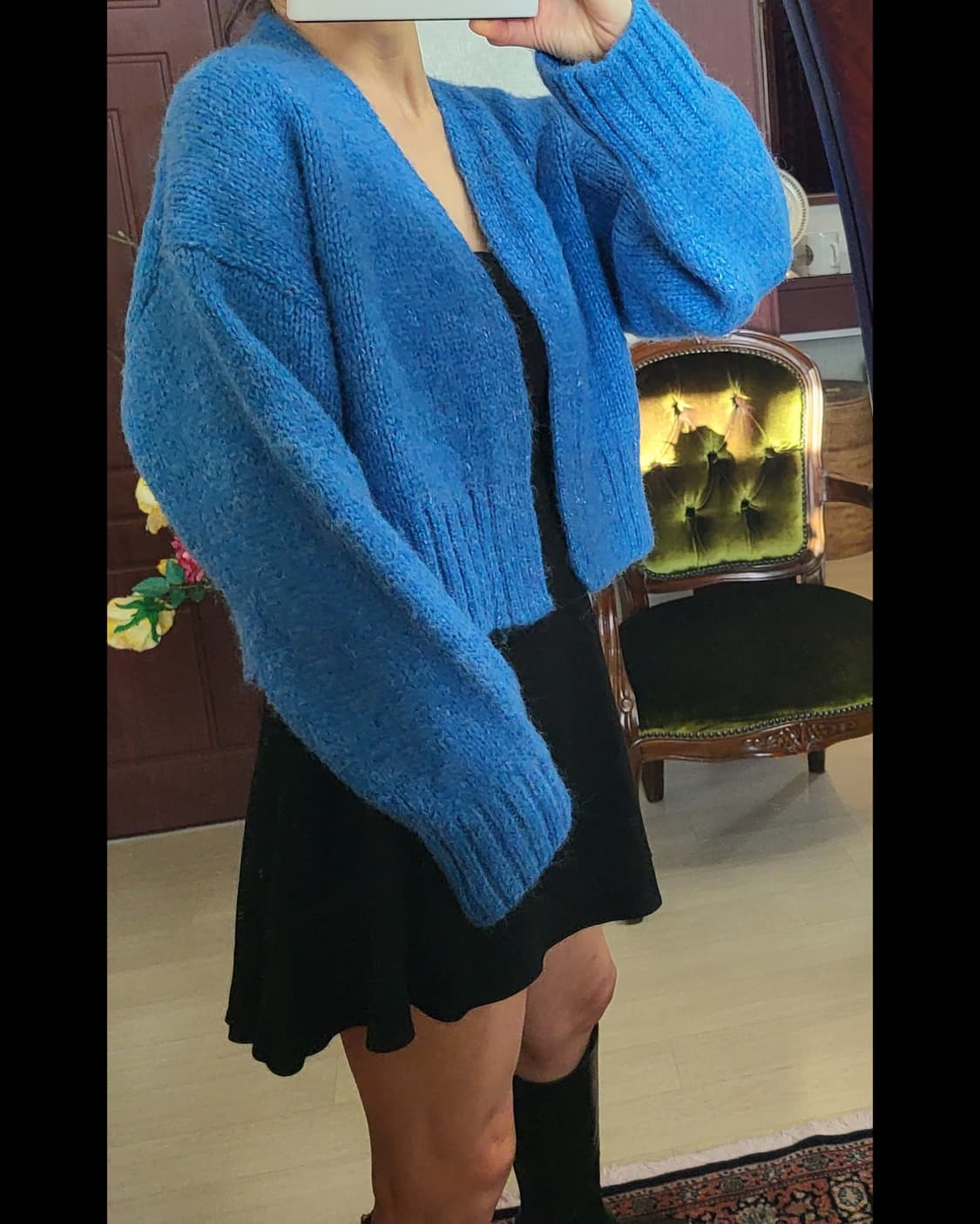 새상 자라 오버핏 크롭 가디건 스웨터 상품이미지2