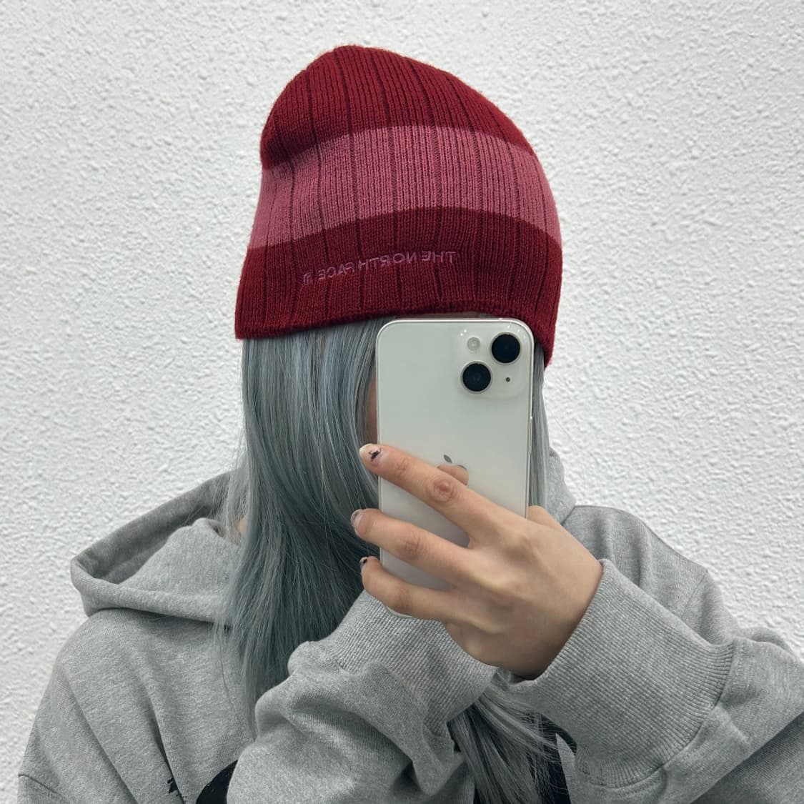 노스페이스 레드배색 비니 상품이미지1