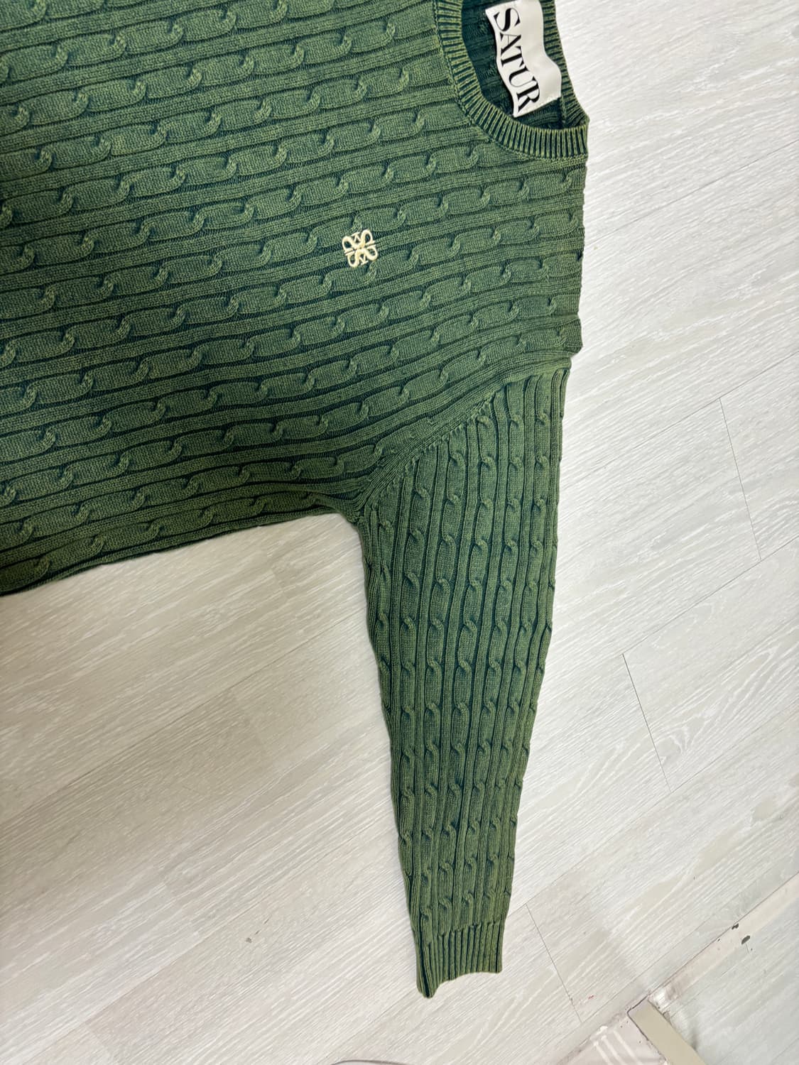 세터 클래식 다이드 케이블 니트 빈티지 그린 상품이미지6