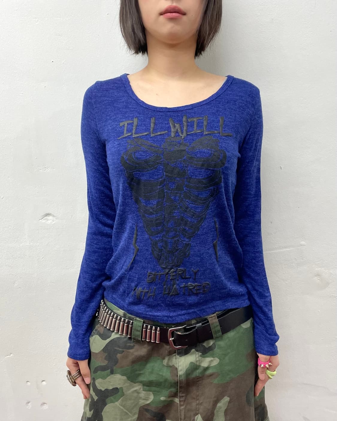 Black Bone Zipper Blue Long Sleeve 상품이미지2