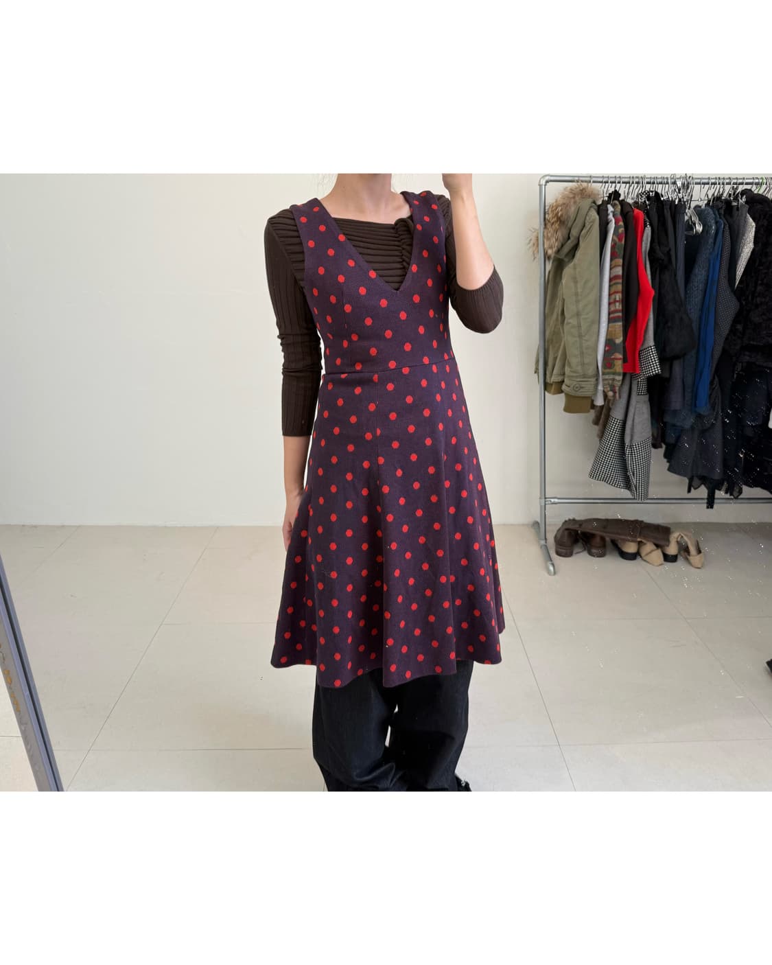 빈티지 도트 원피스 상품이미지1