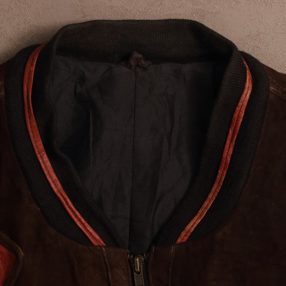 90'S 빈티지 패치워크 울 봄버 레더 가죽자켓 A1671 상품이미지3