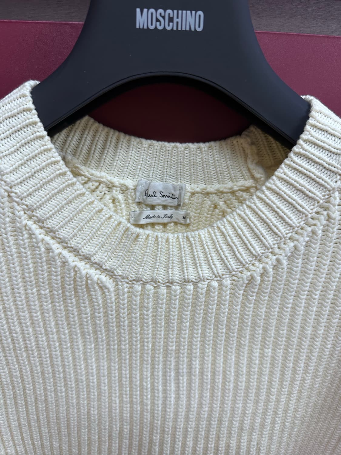 [폴스미스 컬렉션]리브 아이보리 라운드 니트 105사이즈 상품이미지3