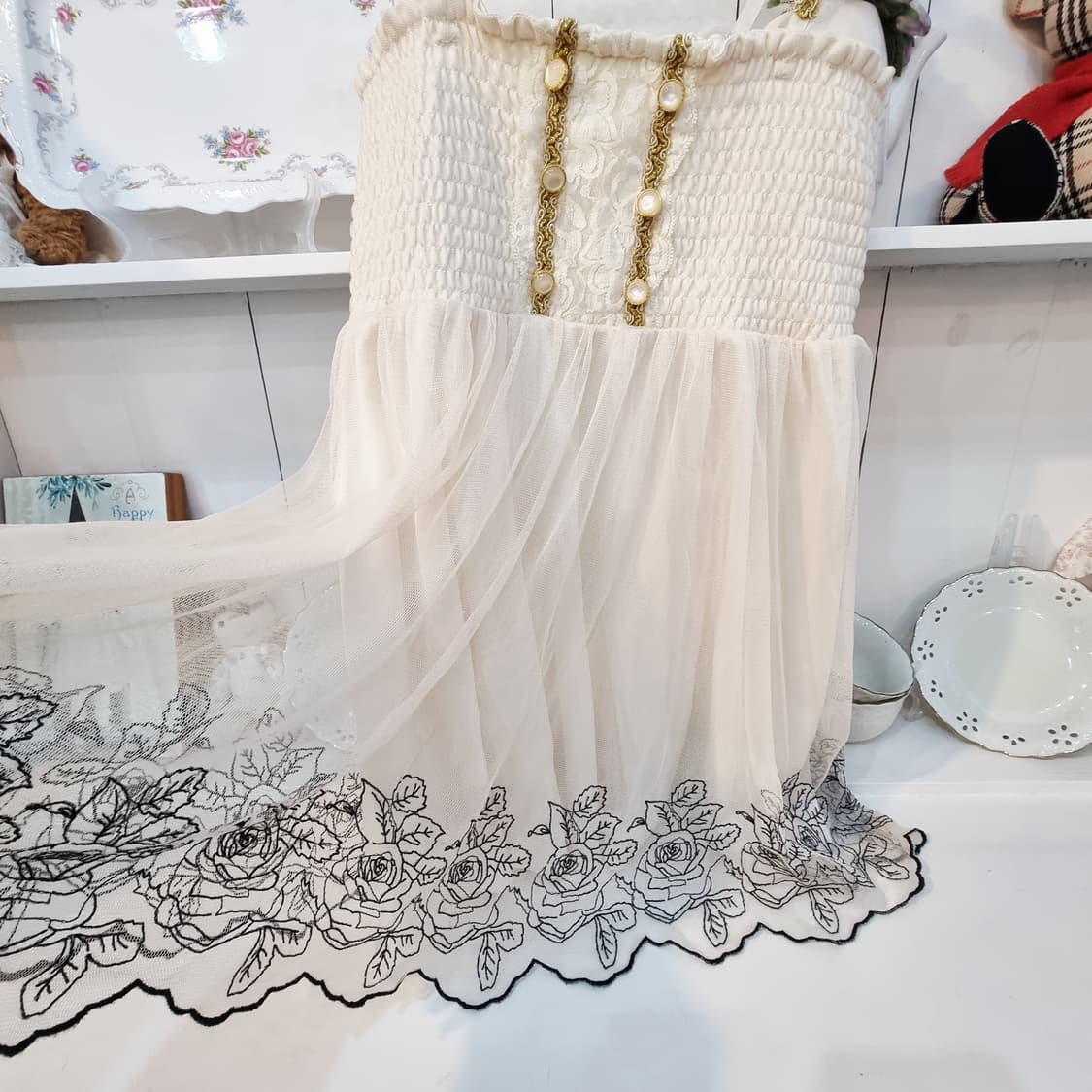 axes femme 로즈자수 쉬폰미니원피스 상품이미지4