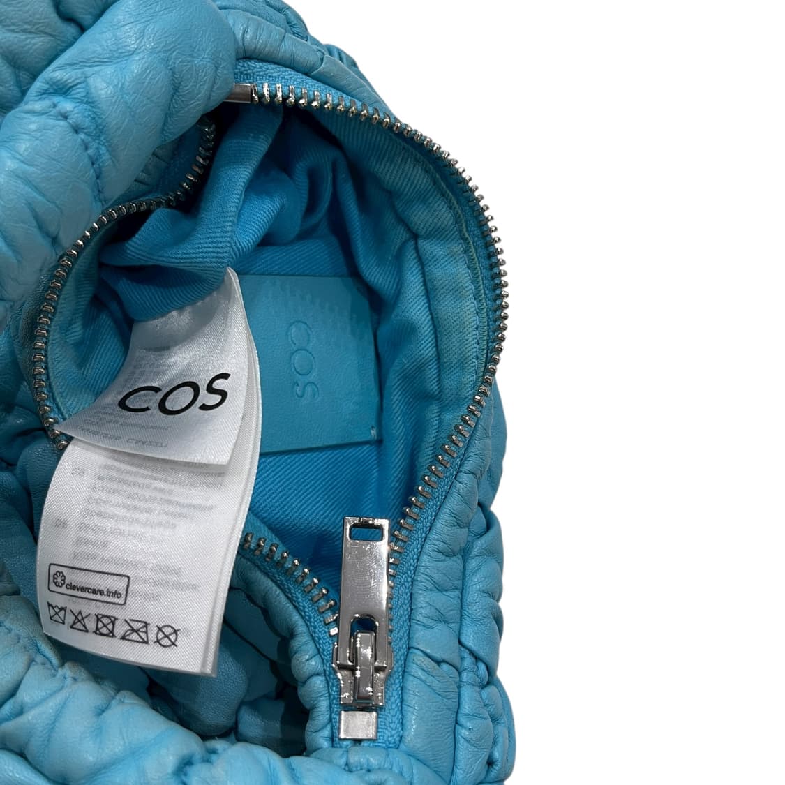 COS 코스 퀄티드 미니백 레더 터콰이즈 블루 가방 상품이미지3